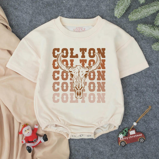 Personalized Colton Cowboy Baby Romper Custom Name Western Boy Bodysuit Newborn Country Gift