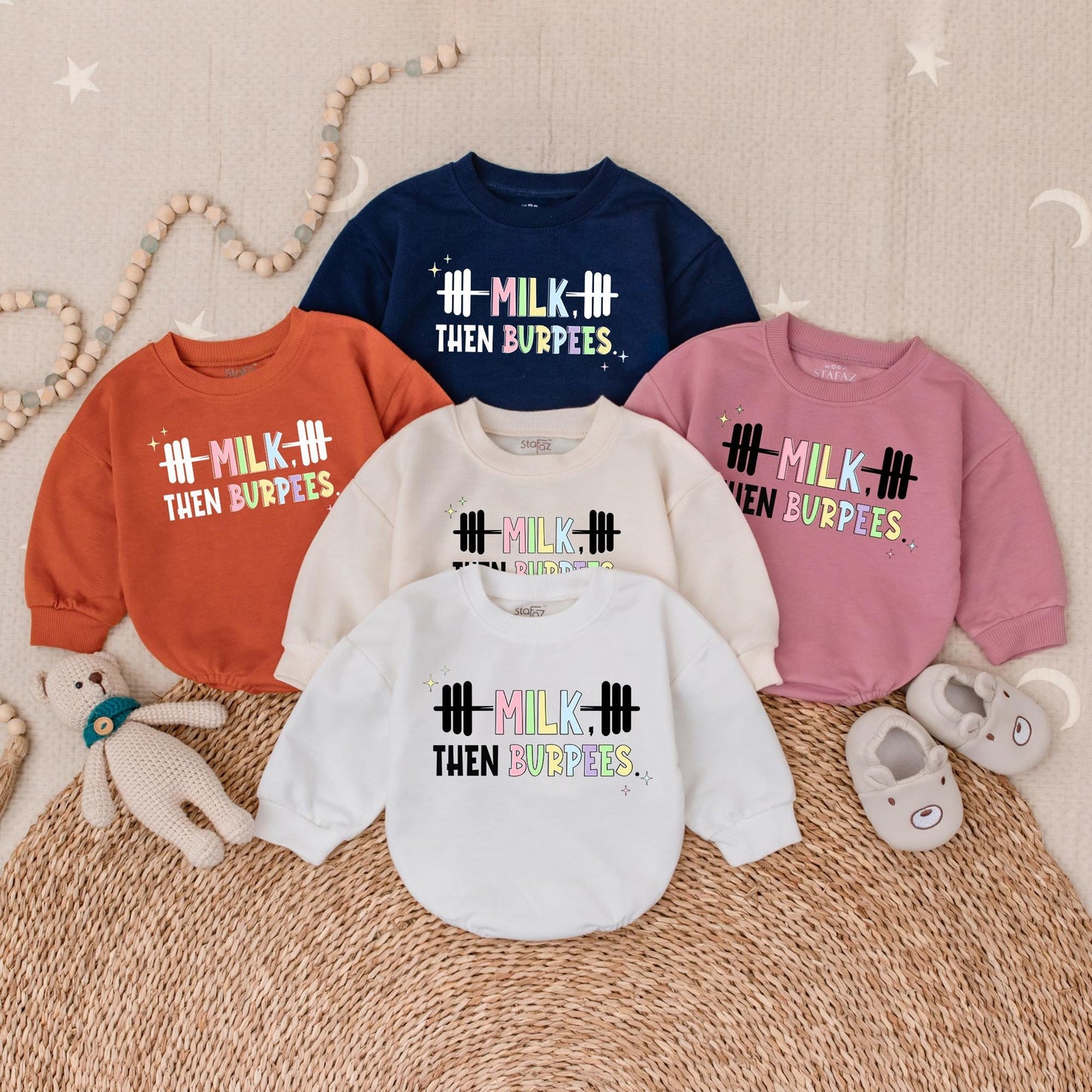 Milk Then Burpees Baby Romper Workout Outfit Newborn Gift Gym Clothes Sporty Infant Boy Girl Summer Romper Baby Shower Gift