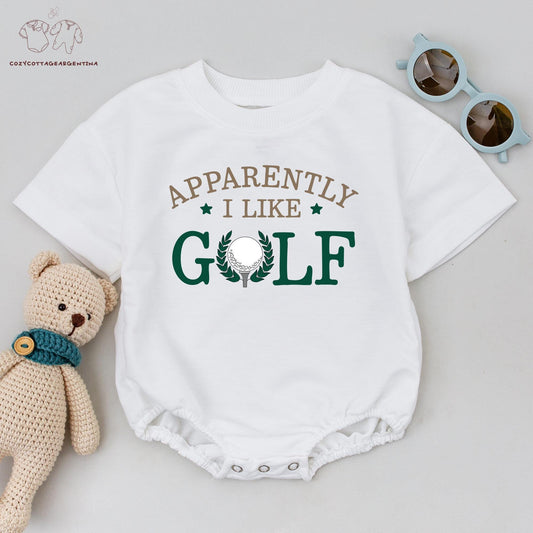 Apparently I Like Golf Baby Romper Vintage Golf Ball Tee Toddler Bodysuit Cute Golf Gift