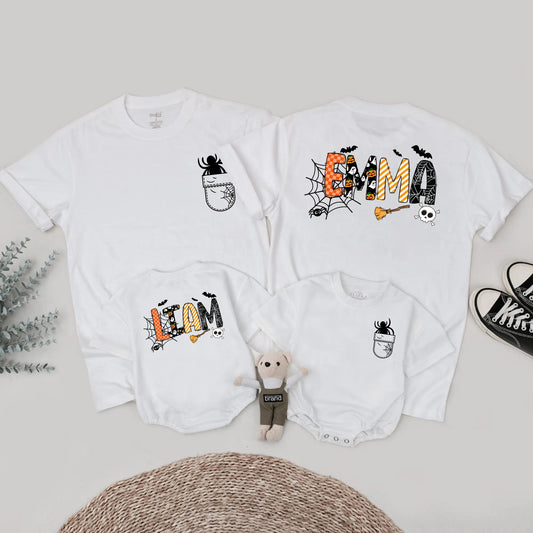 Matching Halloween Family Shirts, Cute Ghost & Spider Tee, Personalized Spooky Outfits for Kids & Adults, Best Halloween Gifts