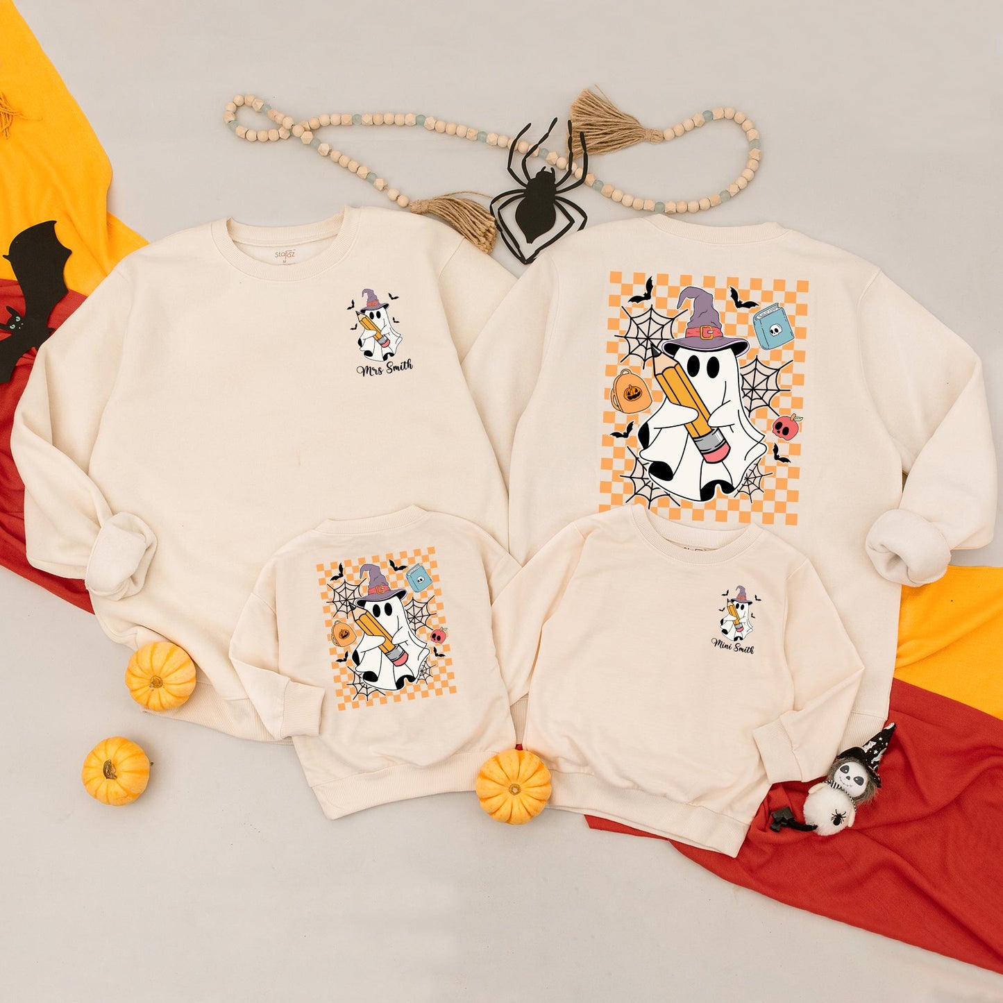 Cute Ghost Halloween Sweatshirt Romper Outfit Mommy and Me Matching Family Spooky Season Fall Autumn Vibes