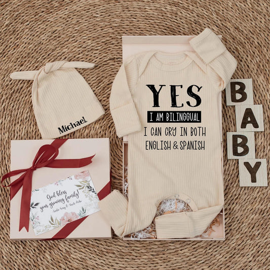 Funny Yes I'm Bilingual Baby Bodysuit English Spanish Crying Newborn Clothes Latino Baby Shower Gift Gender Neutral