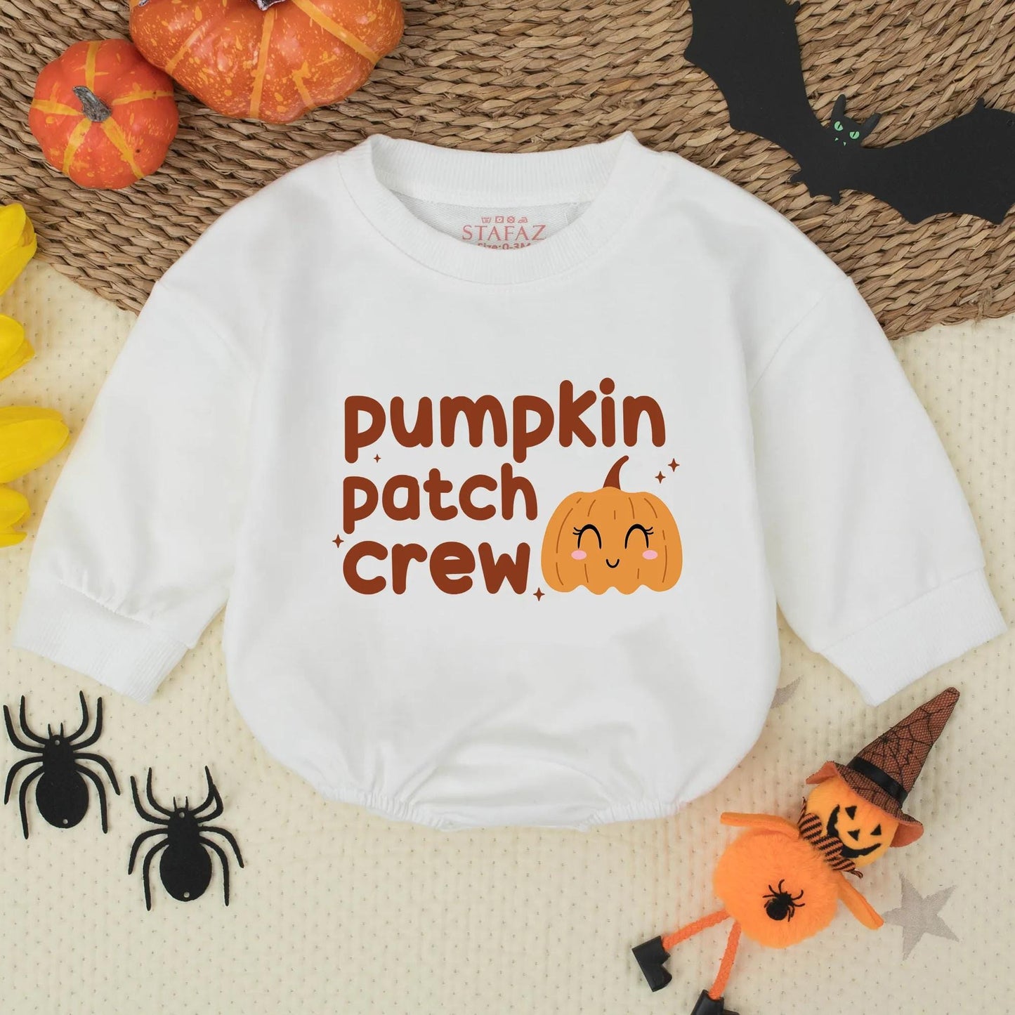 Pumpkin Patch Crew Romper Soft Orange Pumpkin Design for Little Ones Thanksgiving Outfit Baby Girl Boy First Pumpkin Picking Cute Cutesy Graphics