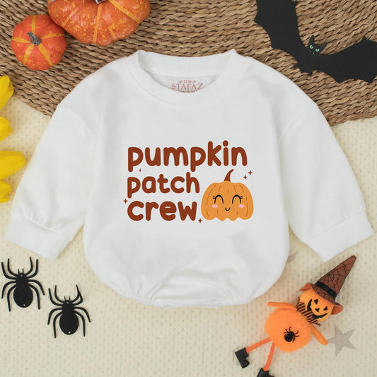 Pumpkin Patch Crew Romper Soft Orange Pumpkin Design for Little Ones Thanksgiving Outfit Baby Girl Boy First Pumpkin Picking Cute Cutesy Graphics