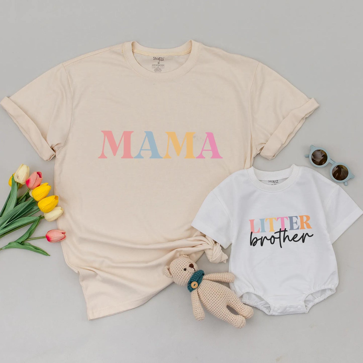Matching Family Shirts: Retro Mama Dada Big Sister Little Brother Fall Outfit Cute Pastel Colors Baby Shower Gift