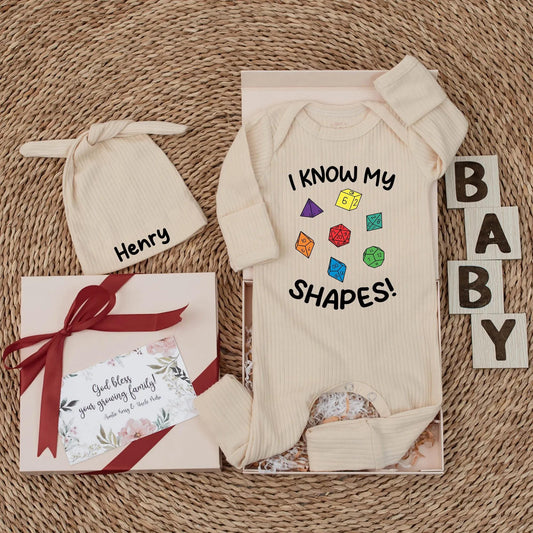 I Know My Shapes Baby Bodysuit Gamer Outfit Dnd Gift Newborn Clothes Baby Shower Gift Baby Boy or Girl D&D Dice Design