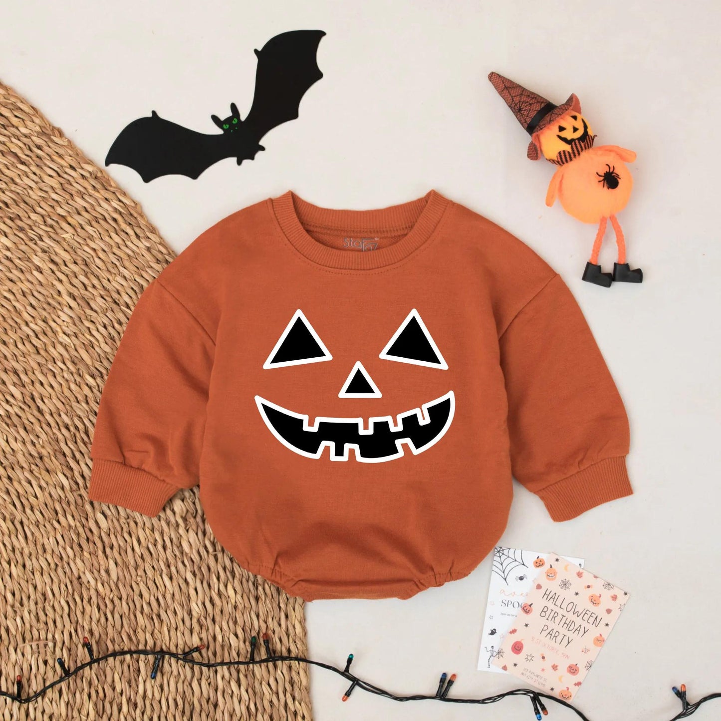 Cute Pumpkin Face Halloween Baby Romper for Boys and Girls Halloween Gift Idea Cozy Pumpkin Season Outfit
