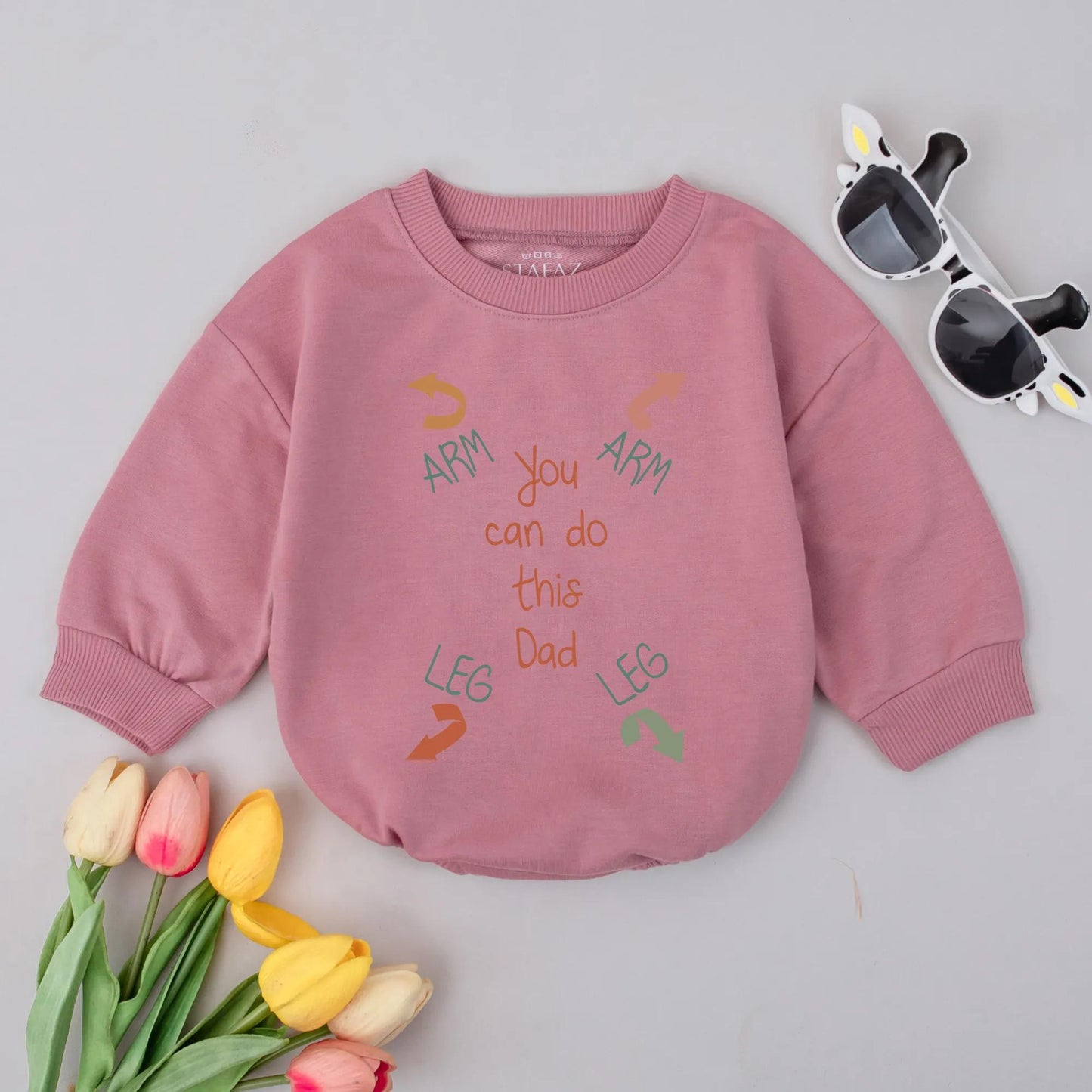 You Can Do This Dad Romper Funny Baby Outfit New Dad Gift Red-Orange Instruction Newborn Bodysuit Baby Shower Idea Cute Infant Clothes 135 chars