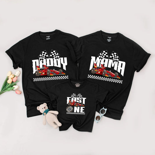 Fast One 1st Birthday Family Shirts, Race Car Theme, Matching Birthday Boy Tee, Daddy, Mama, Fast One Shirts, Custom