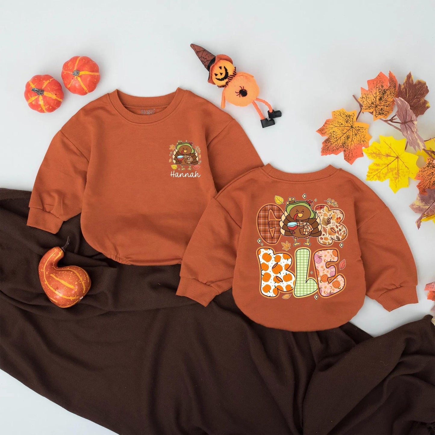 Personalized Gobble Baby Romper First Thanksgiving Outfit Custom Name Fall Bodysuit Little Turkey Clothes Girl Boy Festive
