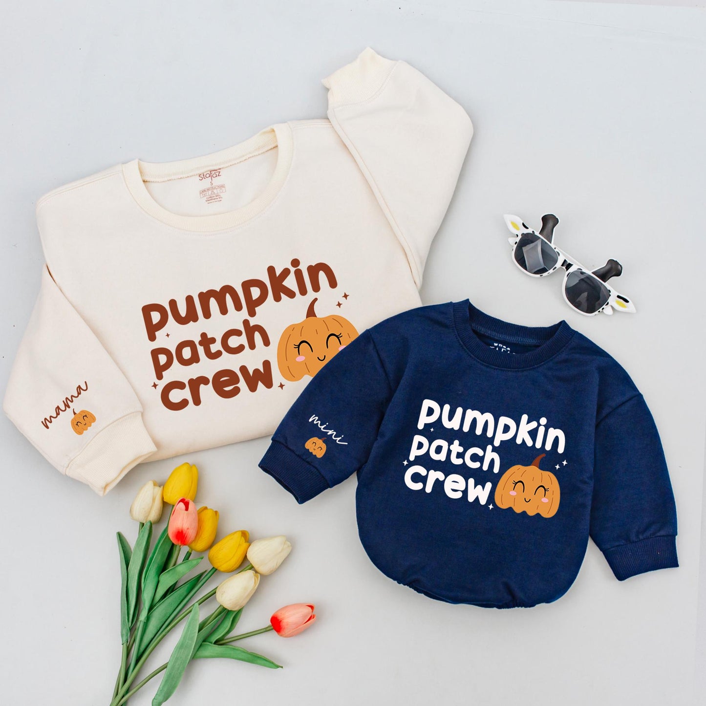 Matching Pumpkin Patch Crew Fall Sweatshirt, Thanksgiving Baby Outfit, Mommy and Mini, Cute Pumpkin Picking Gift, Baby Girl Boy Fall Outfit