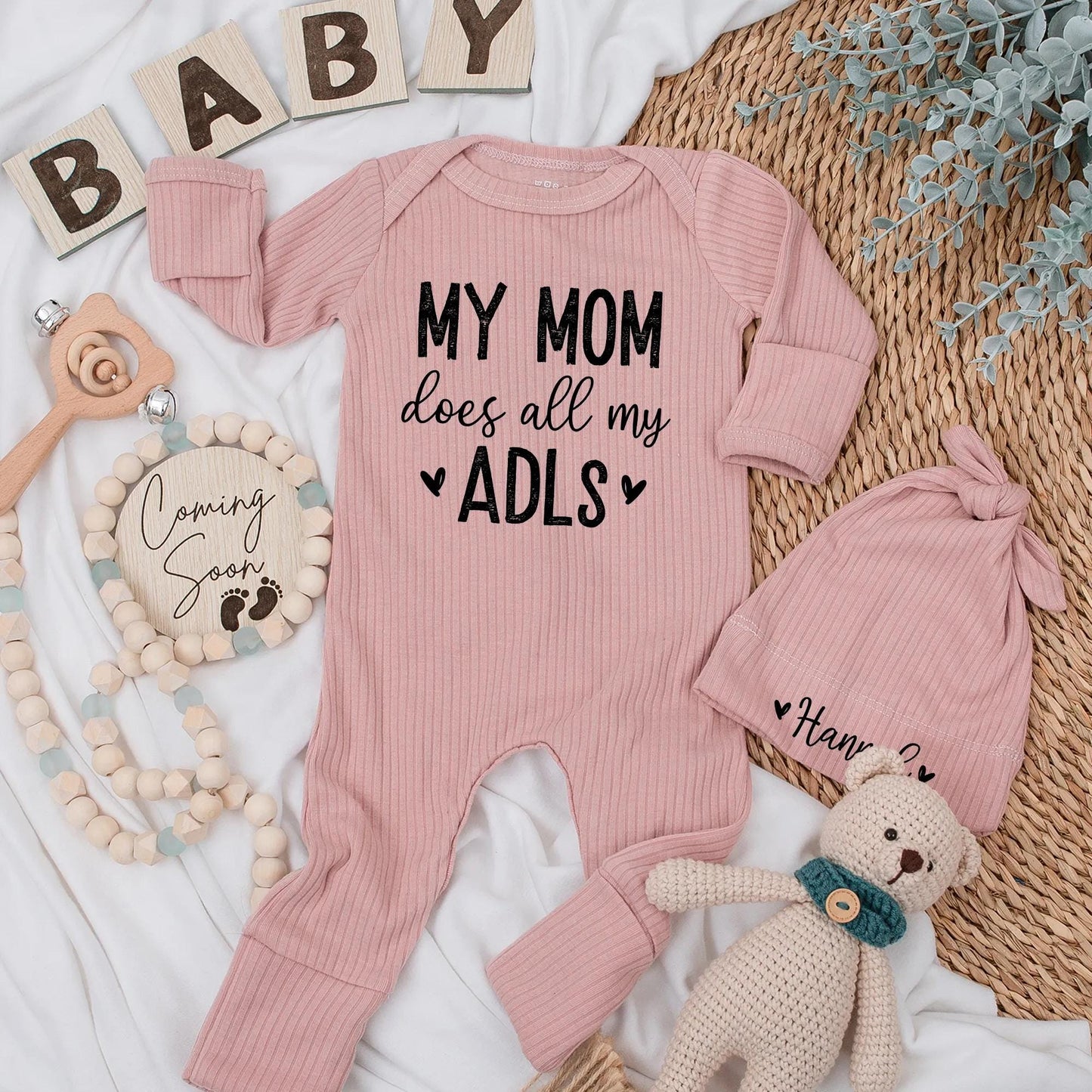 My Mom Does All My ADLs Baby Bodysuit - Funny Newborn Outfit & Baby Shower Gift, Gender Neutral Clothes for New Mom!
