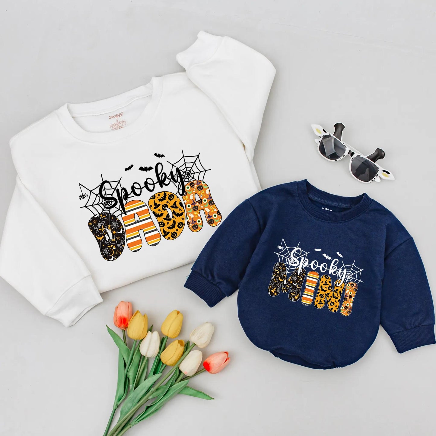 Matching Spooky Mama Halloween Sweatshirts: Cute Family Sweaters for Mom, Dad & Kids! Playful Halloween Patterns, Matching Family Outfits, Spooky Season