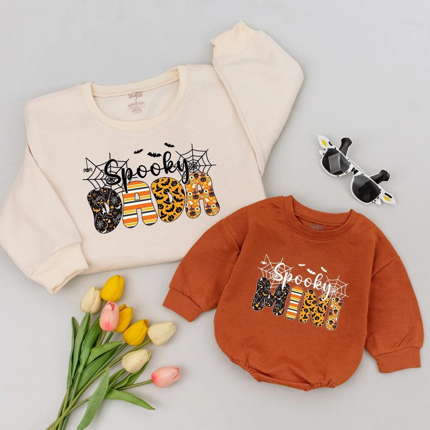 Matching Spooky Mama Halloween Sweatshirts: Cute Family Sweaters for Mom, Dad & Kids! Playful Halloween Patterns, Matching Family Outfits, Spooky Season
