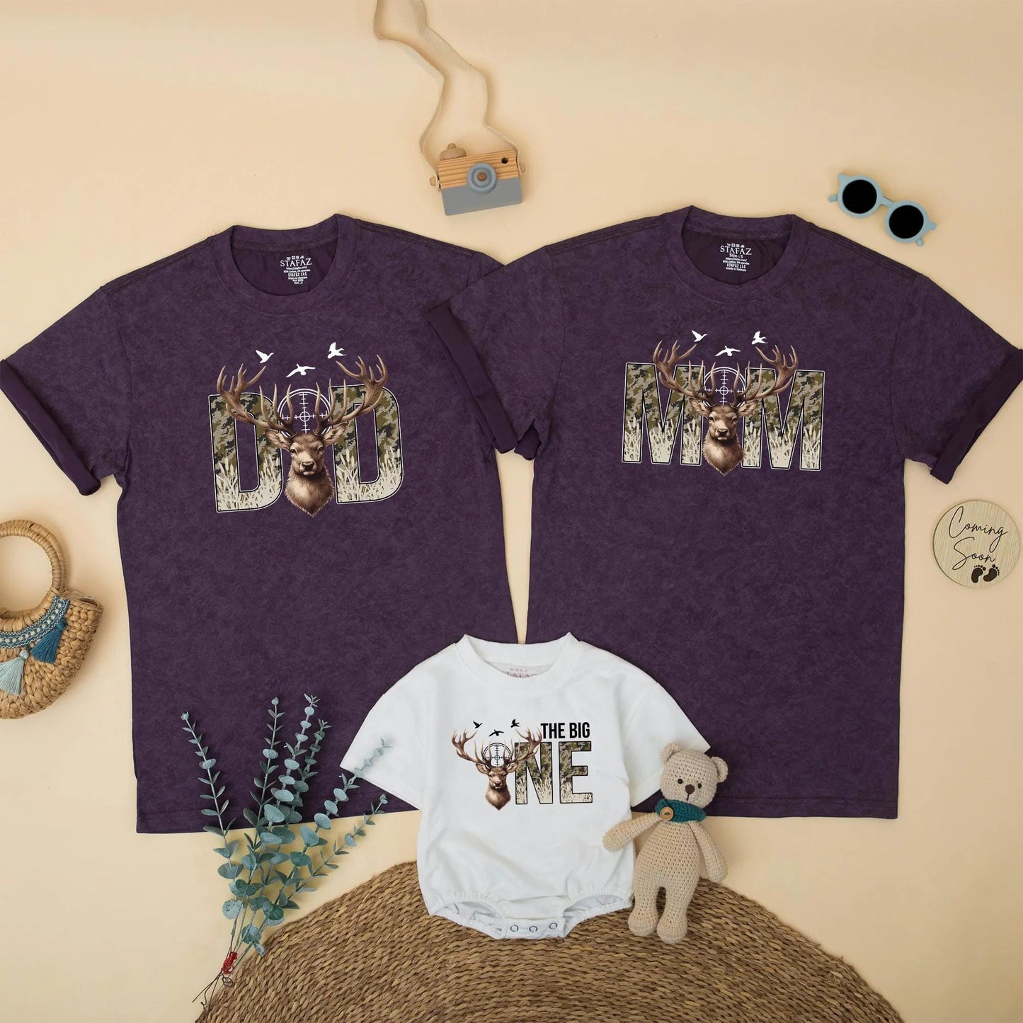 Deer Hunting Birthday Family Matching Shirts The Big One Camo Outfit Mom Dad Wild One Gift