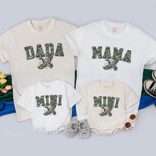 Matching Dada Mama Mini Camo Family Shirts, Duck Camouflage Outfit, Custom Christmas Gift, Baby Toddler Boy Girl