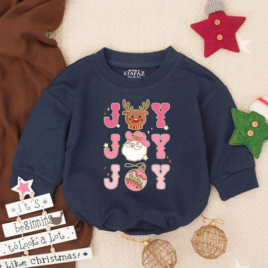 Girly Joy Howdy Christmas Baby Romper Western Infant Outfit with Sparkly Pink Letters Rope Cartoon Santa Reindeer Ornament Toddler Festive Holiday Clothes Rustic Winter Gift