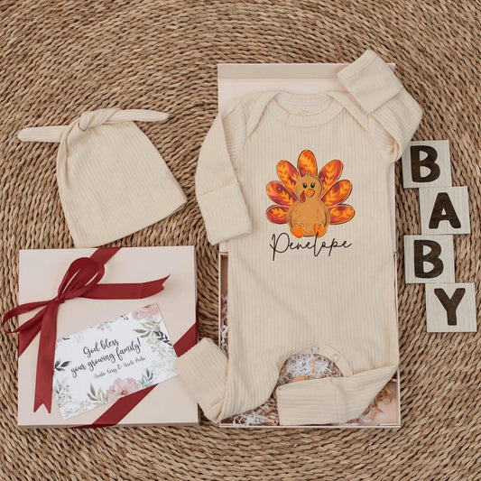 Personalized Thanksgiving Baby Bodysuit, Cute Turkey Outfit, 1st Thanksgiving Clothes, Custom Name, Autumn Baby Shower Gift, Gender Neutral, Fall Fun
