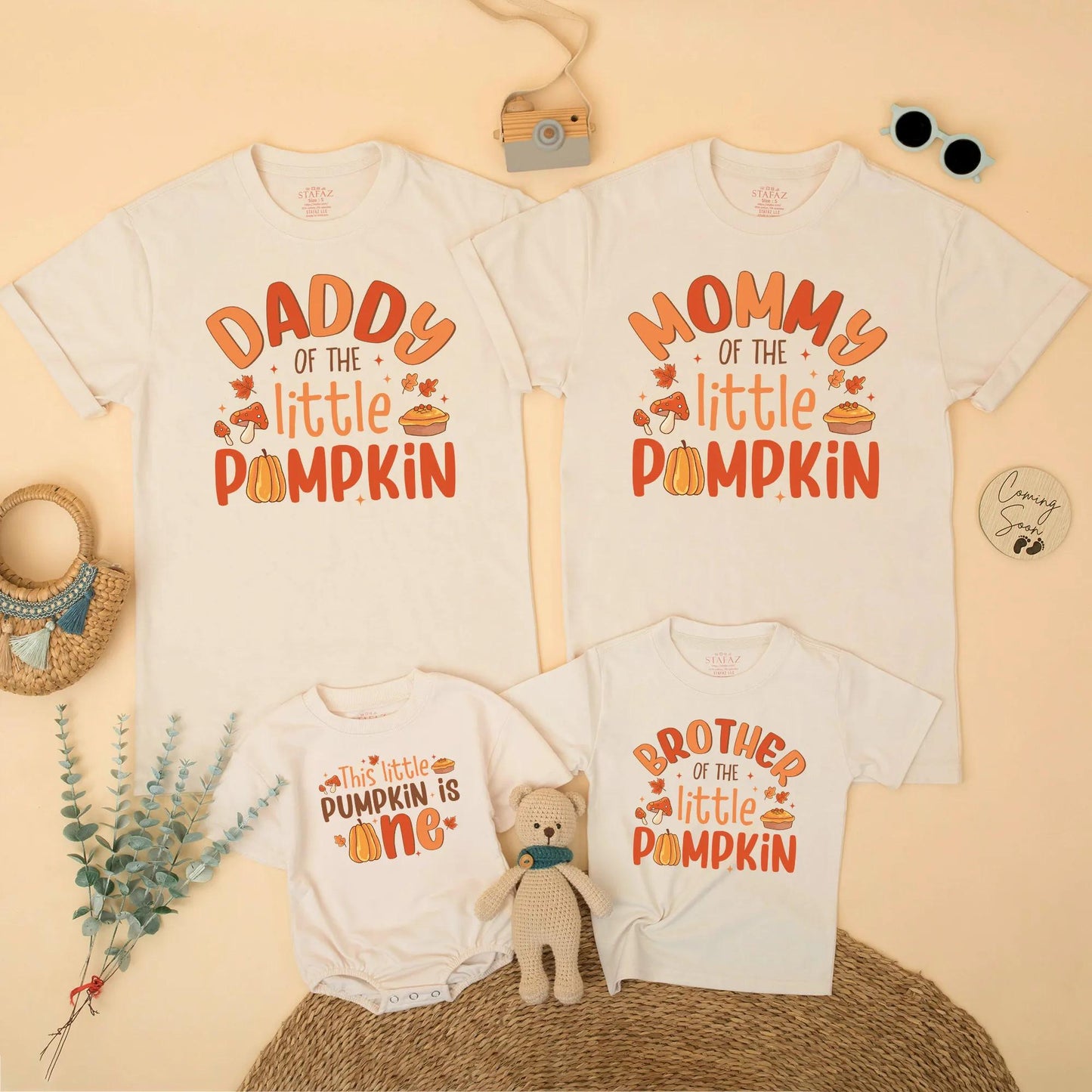 Cute Pumpkin Birthday Matching Family Shirts Daddy Mommy Brother Little Pumpkin 1st Birthday Fall Thanksgiving Outfit