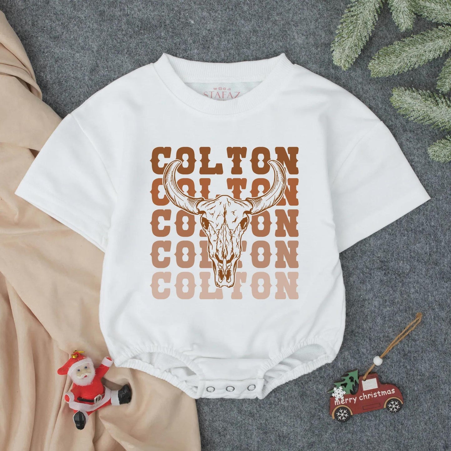 Personalized Colton Cowboy Baby Romper Custom Name Western Boy Bodysuit Newborn Country Gift