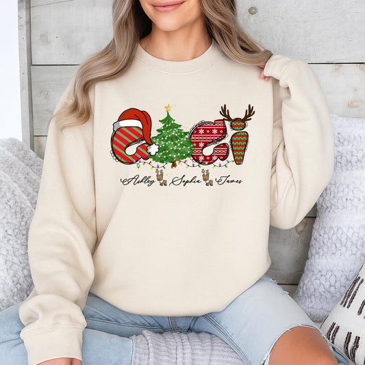 Custom GiGi Claus Christmas Sweatshirt with Grandkids Names Ashley, Sophia, James, Festive Holiday Gift for Grandma, Nana Xmas Sweater