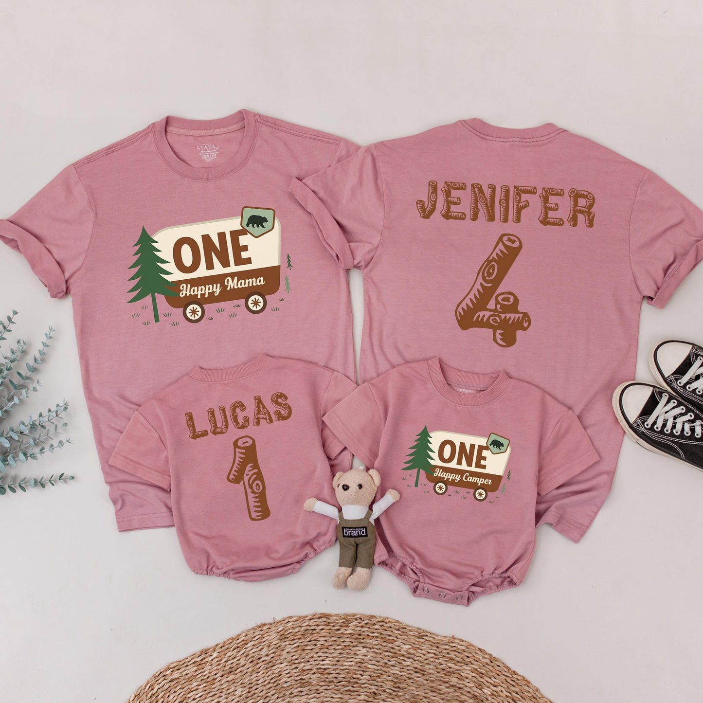 Matching Happy Camper 1st Birthday Shirts, Family Camping Outfits, Baby Boy or Girl First Birthday Tee, Mommy & Me, Toddler Camp Party