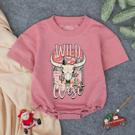 Pink Wild West Cowgirl Baby Bubble Romper Adorable Western Bodysuit for Baby Girls Perfect Baby Shower or Coming Home Outfit