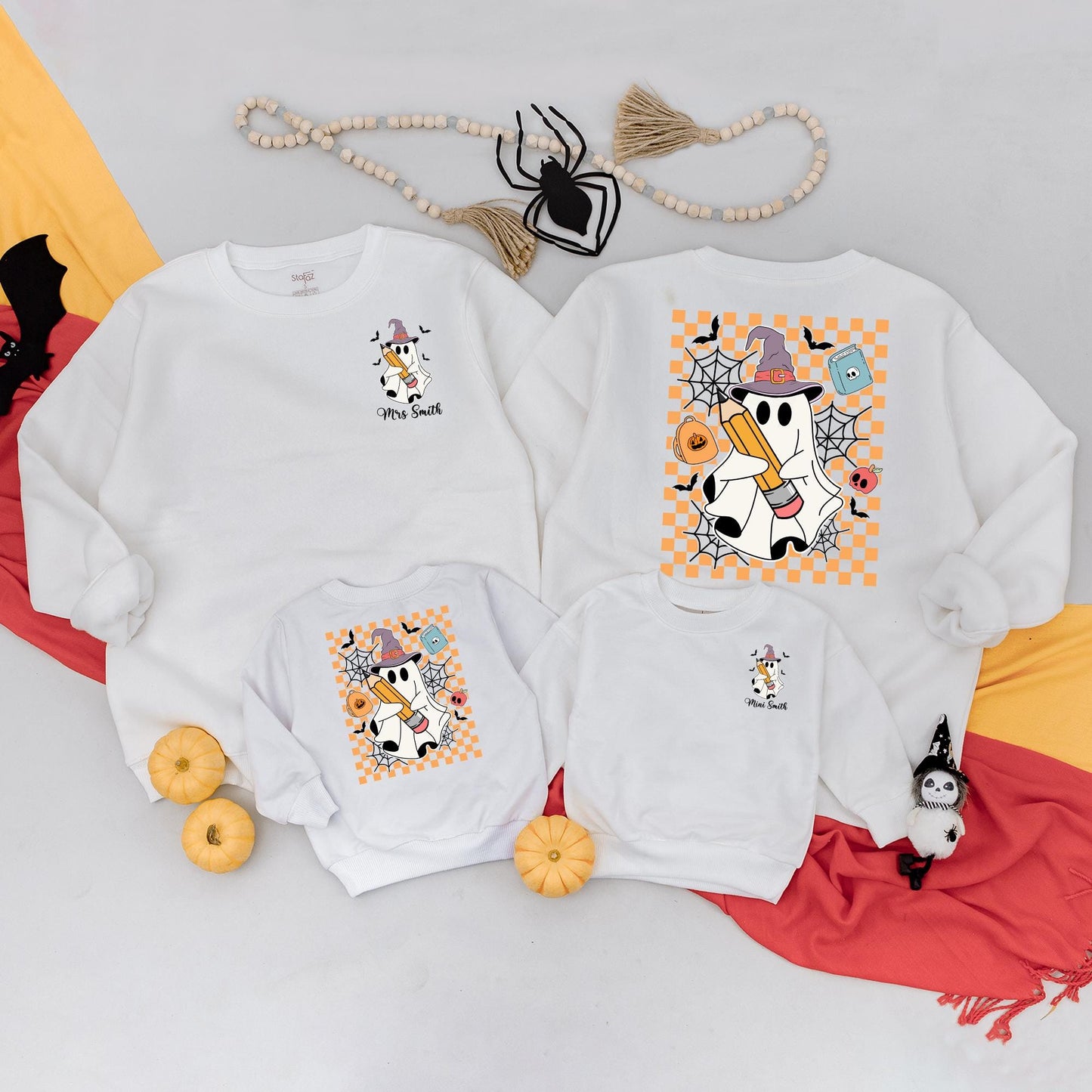 Cute Ghost Halloween Sweatshirt Romper Outfit Mommy and Me Matching Family Spooky Season Fall Autumn Vibes