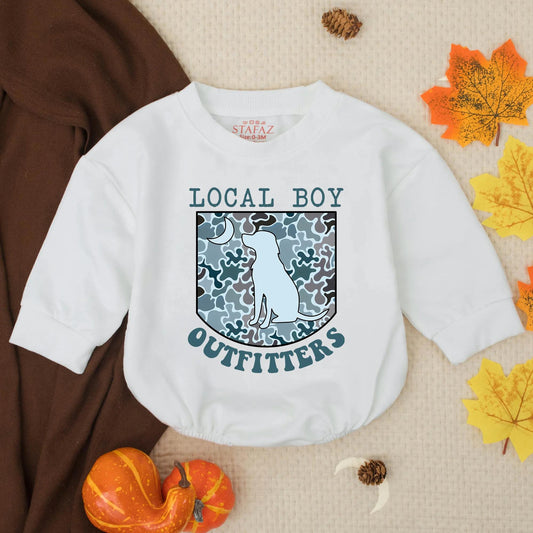 Southern Boy Mallard Duck Hunting Romper Vintage Camo Dog Silhouette Baby Outfit Outdoor Adventure Gift for Little Hunters