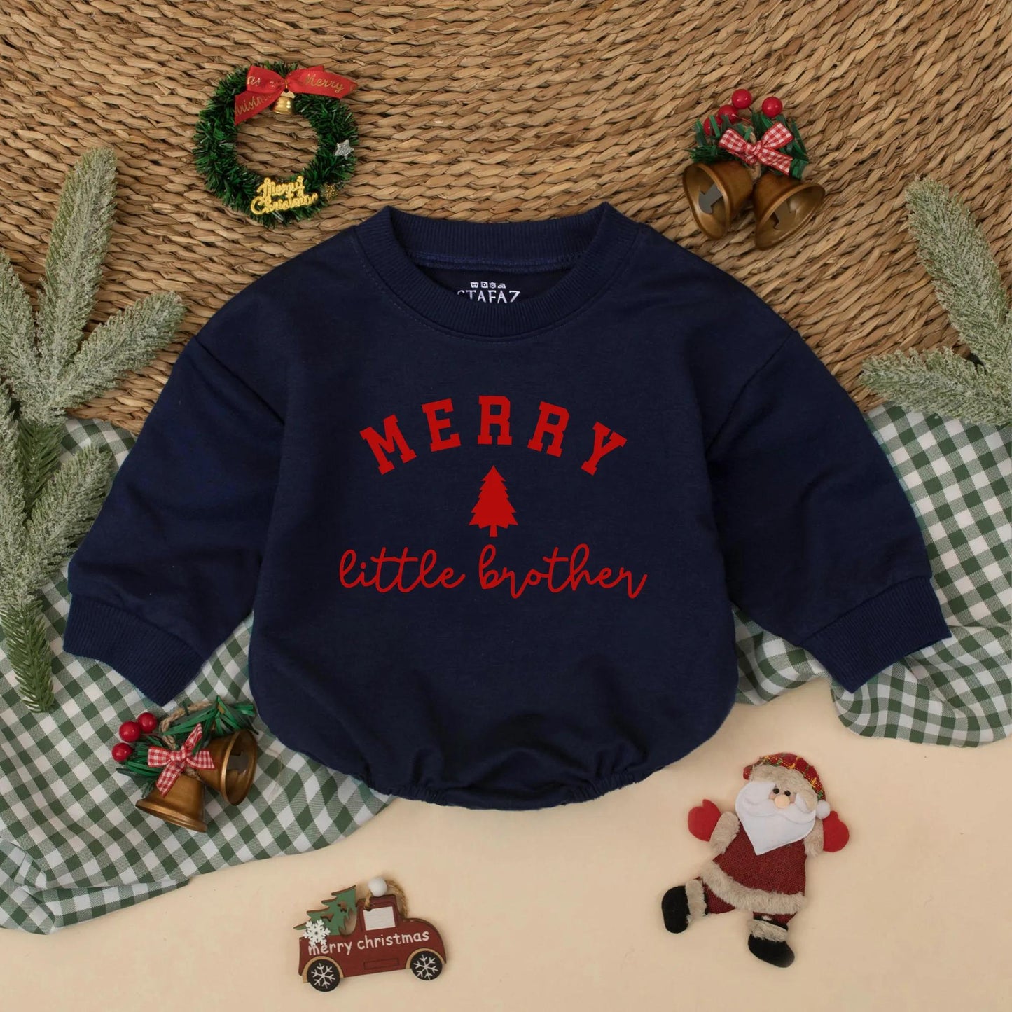 Merry Christmas Matching Family Sweatshirts Big Sister Little Sister Big Brother Outfits Red Tree Design Holiday Gift