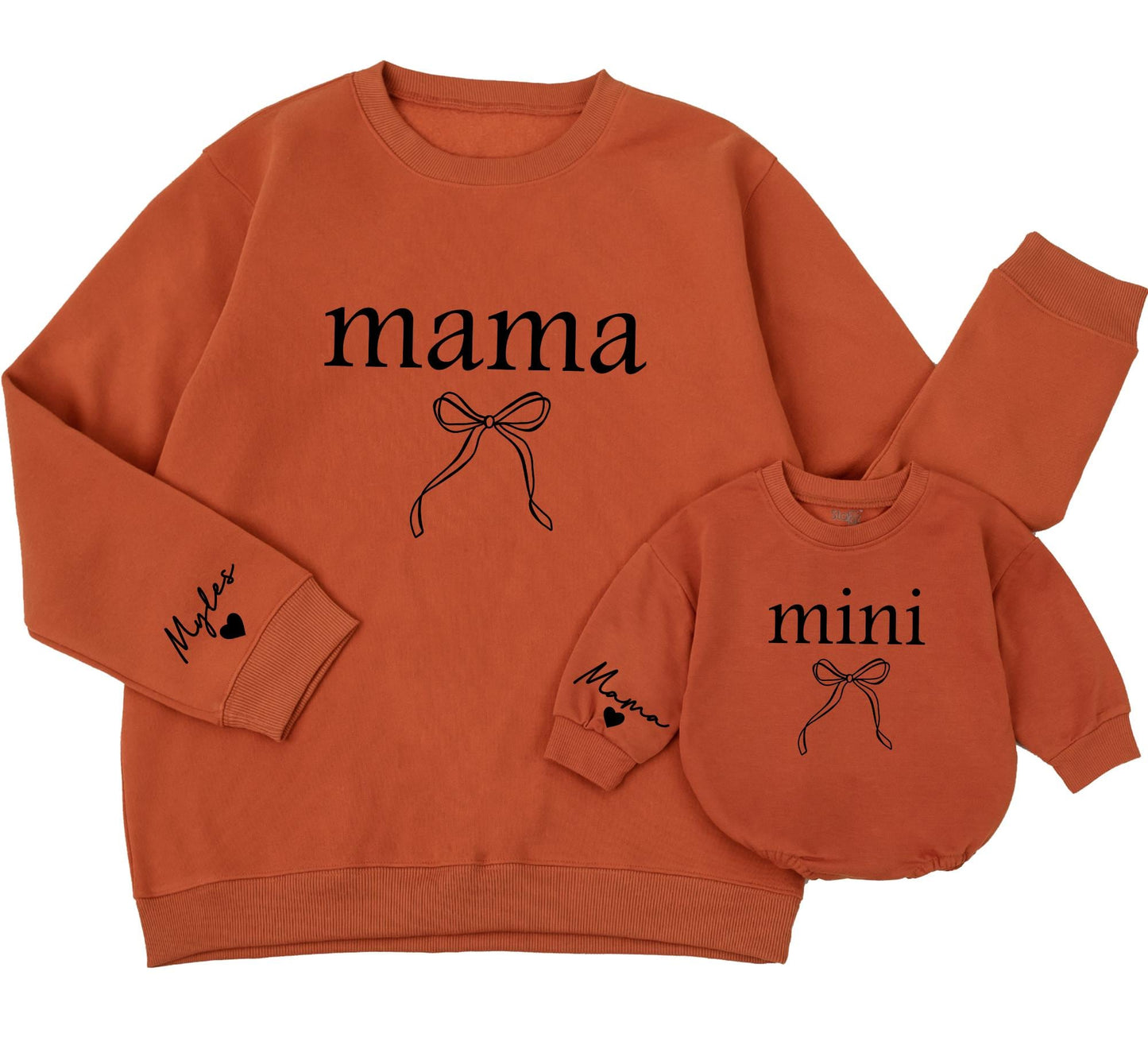 Mama and Mini Matching Sweatshirts with Bow, Modern Mother Daughter Outfits, Best Gifts for Mom, Toddler Girl Sweaters, Minimalist Matching Outfit 138