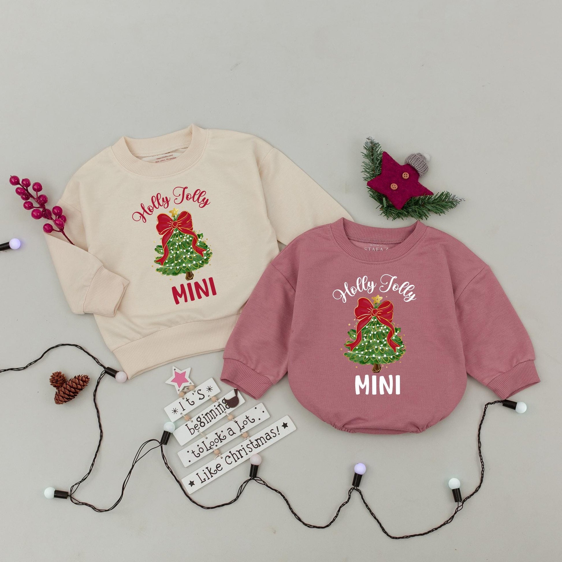 Holly Jolly Mama & Mini Matching Christmas Sweatshirts, Festive Family Holiday Sweaters, Cute Mommy and Me Xmas Outfit, First Christmas Gift Idea (138 chars)