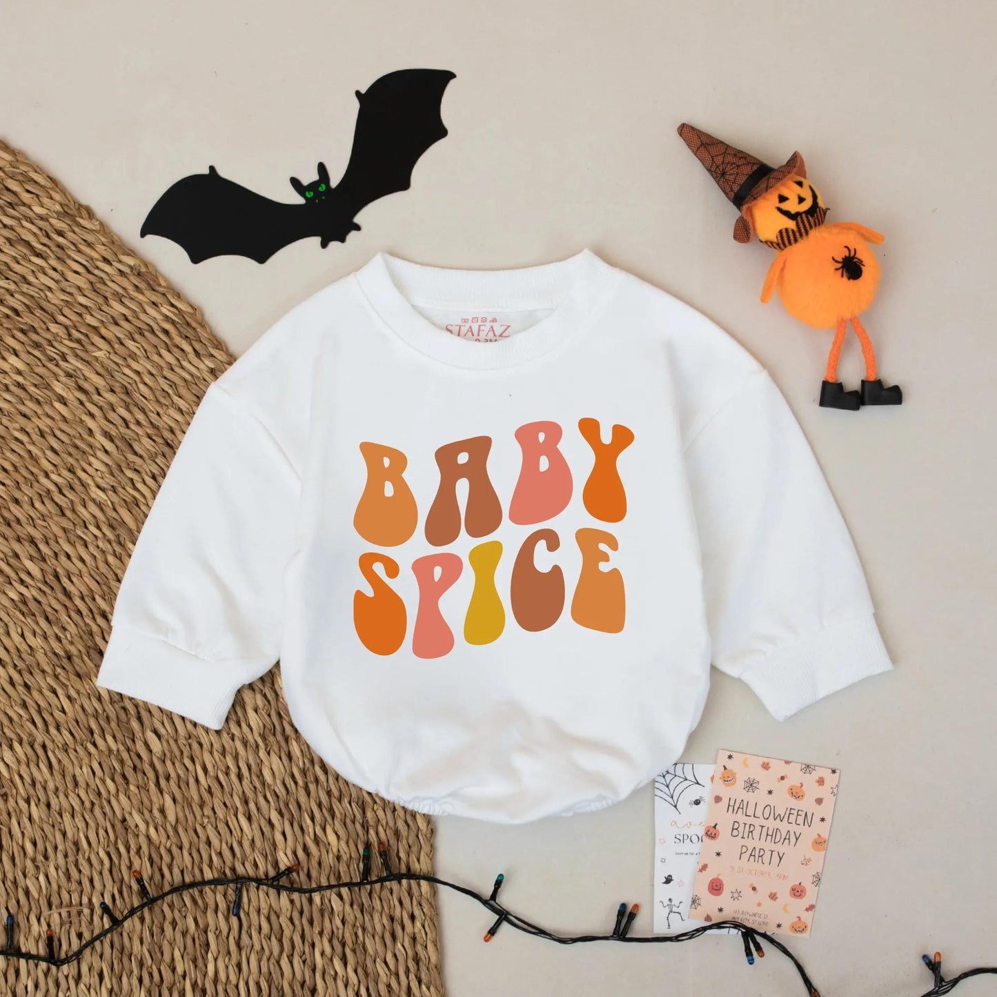 Baby Spice Fall Bubble Romper Toddler Girl Outfit, Retro 70s Autumn Colors, Infant Thanksgiving Clothes, Pumpkin Patch Gift