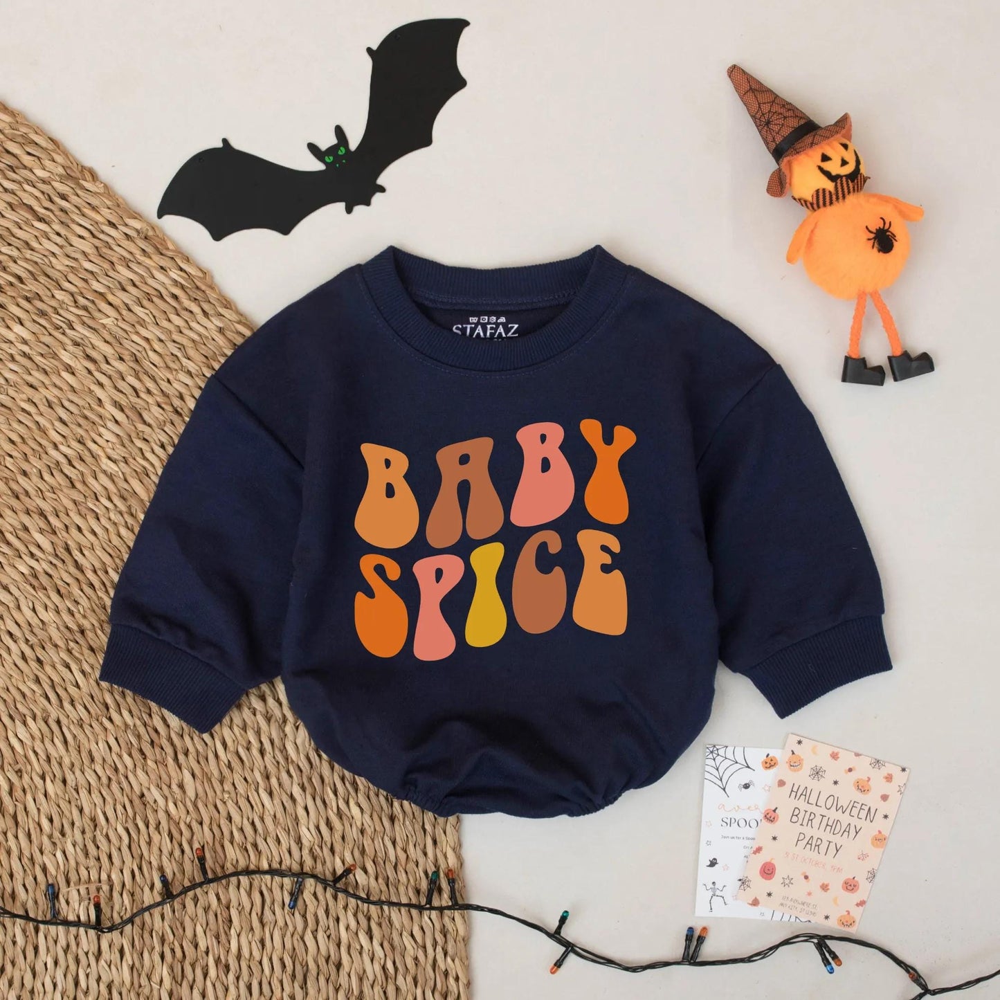 Baby Spice Fall Bubble Romper Toddler Girl Outfit, Retro 70s Autumn Colors, Infant Thanksgiving Clothes, Pumpkin Patch Gift