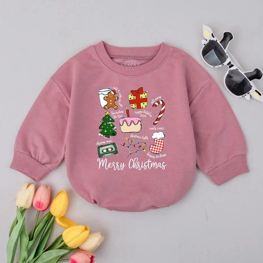 Cute Christmas Bubble Romper Gingerbread Man & Candy Cane Baby Holiday Outfit Merry Christmas Newborn Clothes Festive Gift
