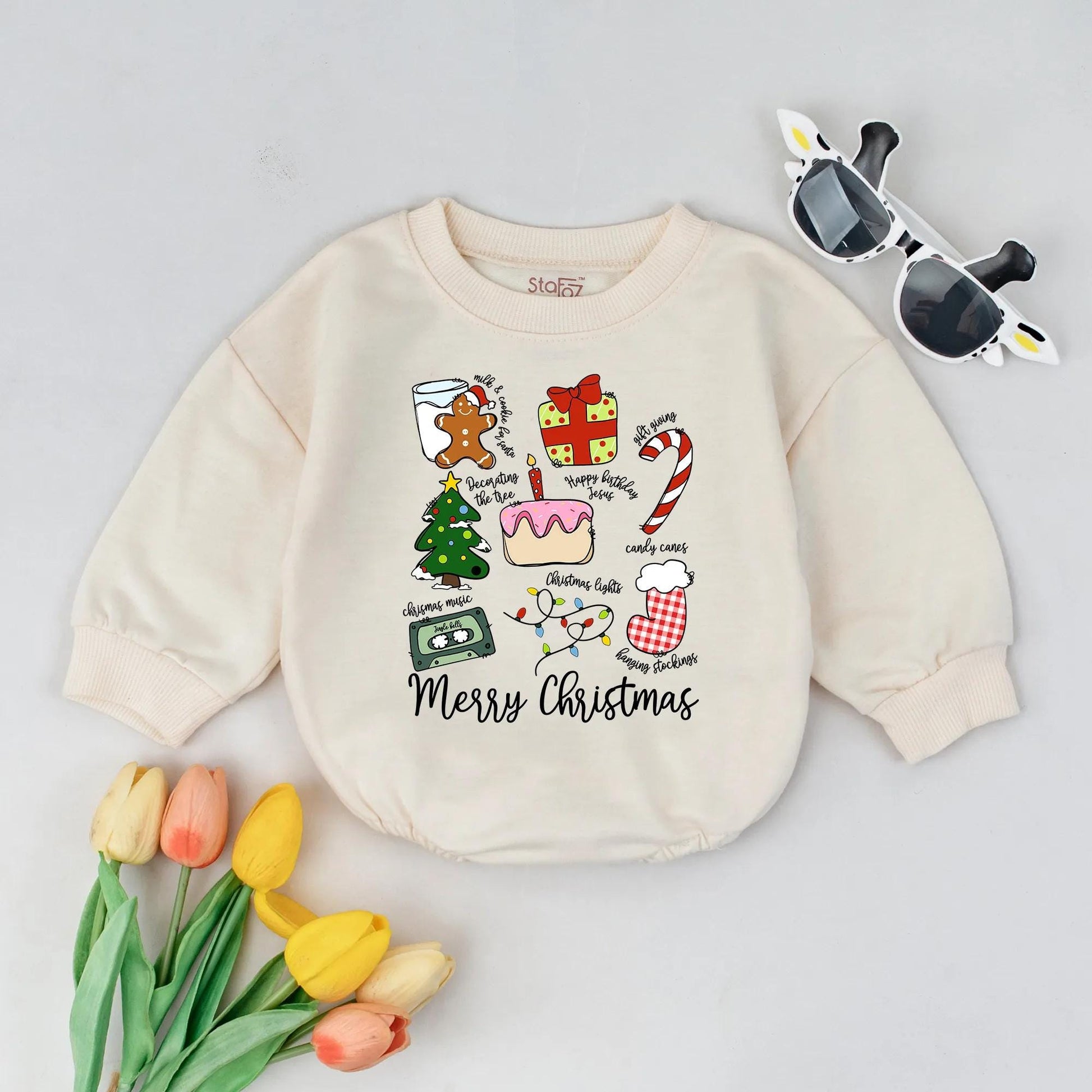 Cute Christmas Bubble Romper Gingerbread Man & Candy Cane Baby Holiday Outfit Merry Christmas Newborn Clothes Festive Gift