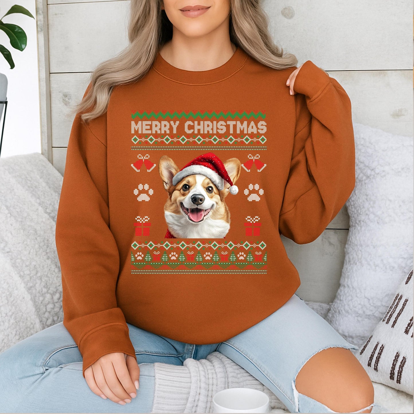Custom Pet Face Ugly Christmas Sweatshirt Dog Lover Holiday Sweater Festive Gift for Pet Parents Funny Canine Cat Owners Apparel
