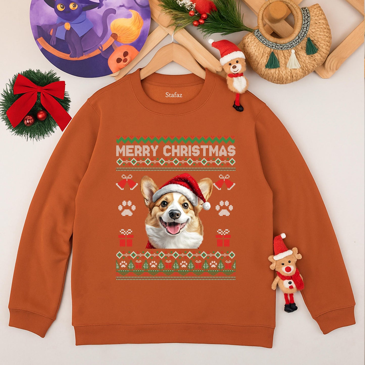 Custom Pet Face Ugly Christmas Sweatshirt Dog Lover Holiday Sweater Festive Gift for Pet Parents Funny Canine Cat Owners Apparel