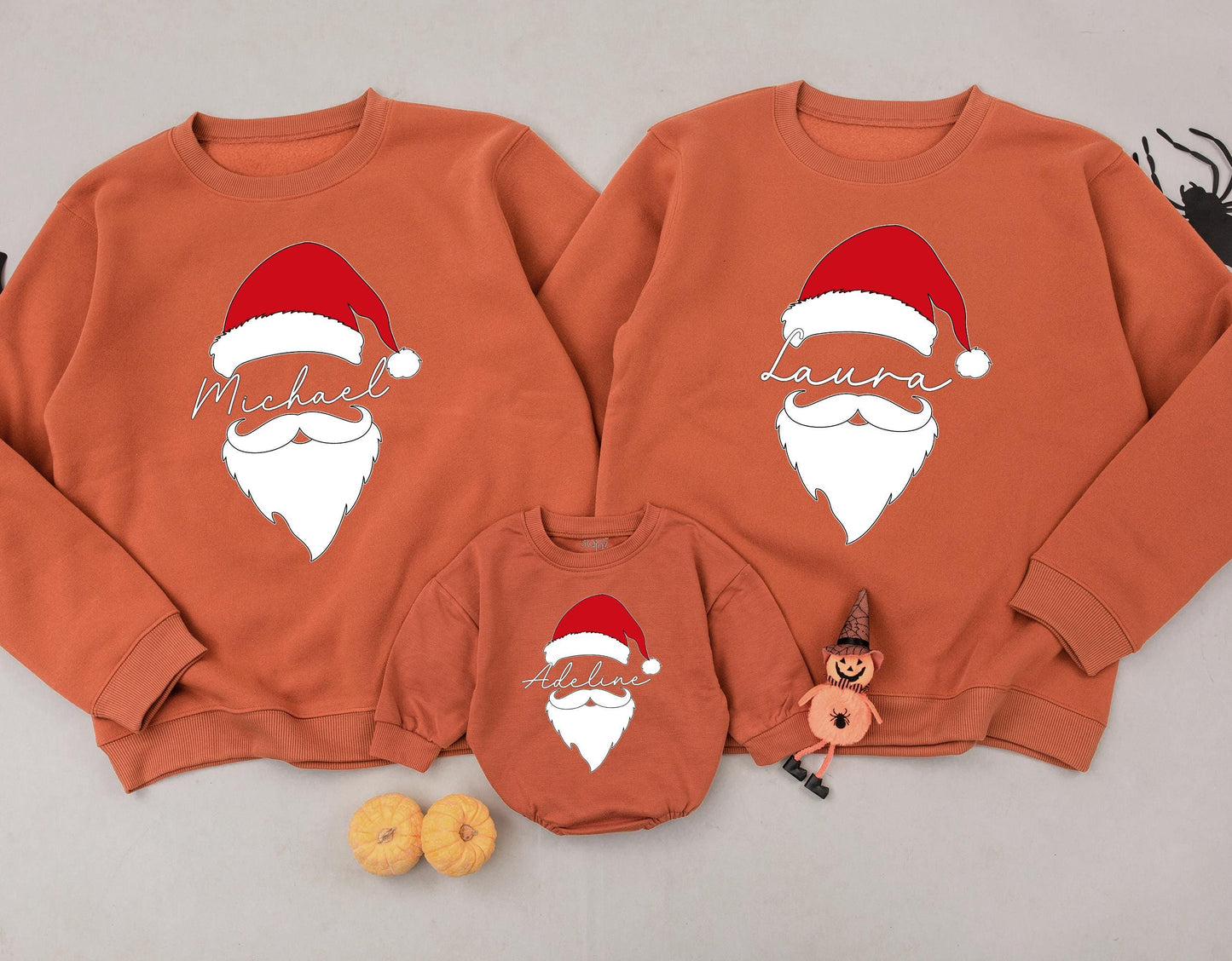 Custom Santa Hat & Beard Name Sweatshirt Matching Family Holiday Outfit Cozy Christmas Personalized Baby Gift