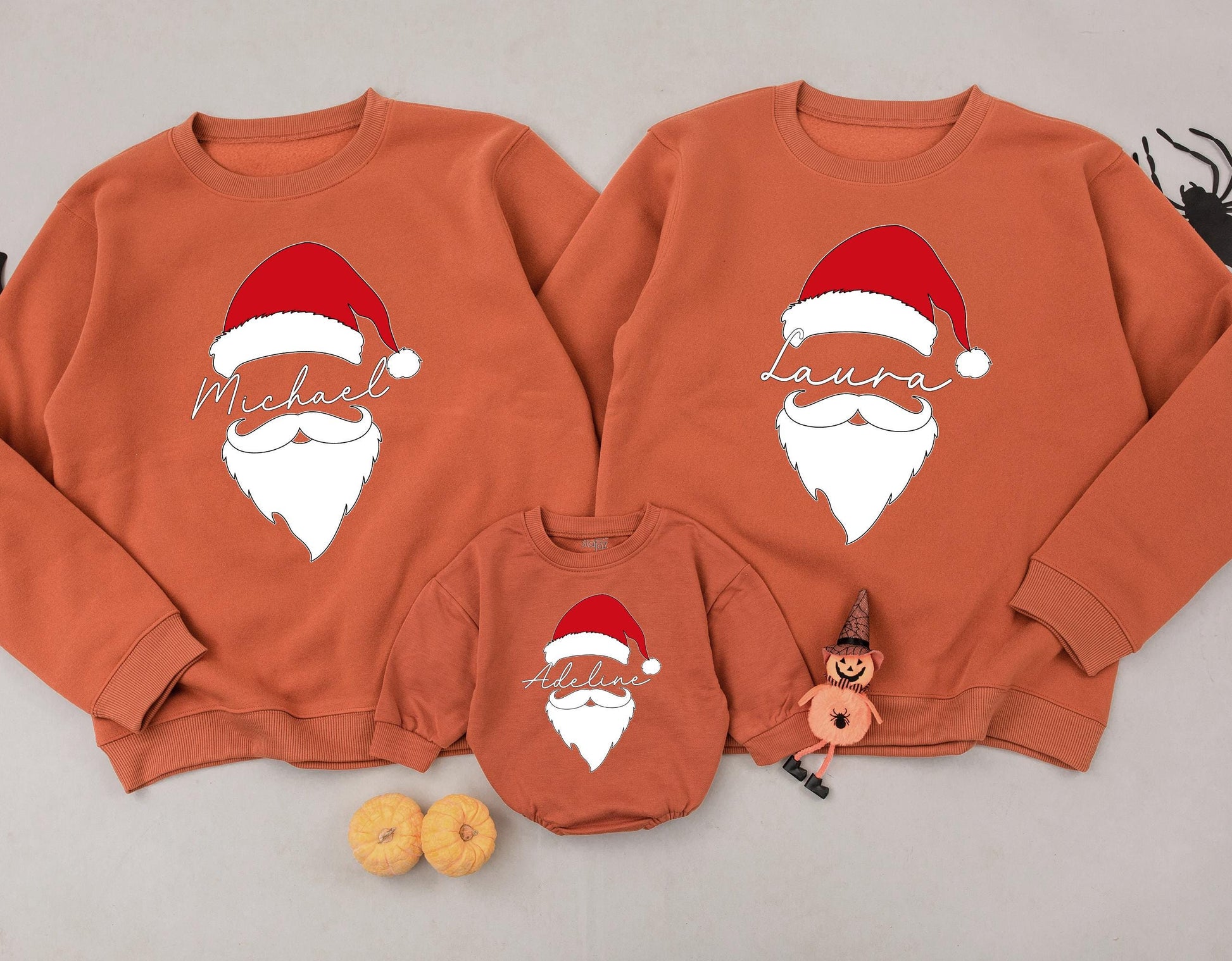 Custom Santa Hat & Beard Name Sweatshirt Matching Family Holiday Outfit Cozy Christmas Personalized Baby Gift