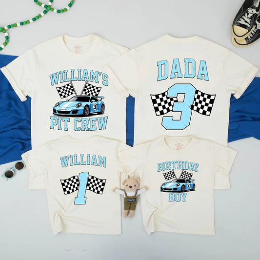 Two Fast Birthday Matching Family Shirts Race Car Party! Pit Crew Mom Dad Tees Fast One Birthday Boy Racing Team Apparel Tshirts Birthday Outfits