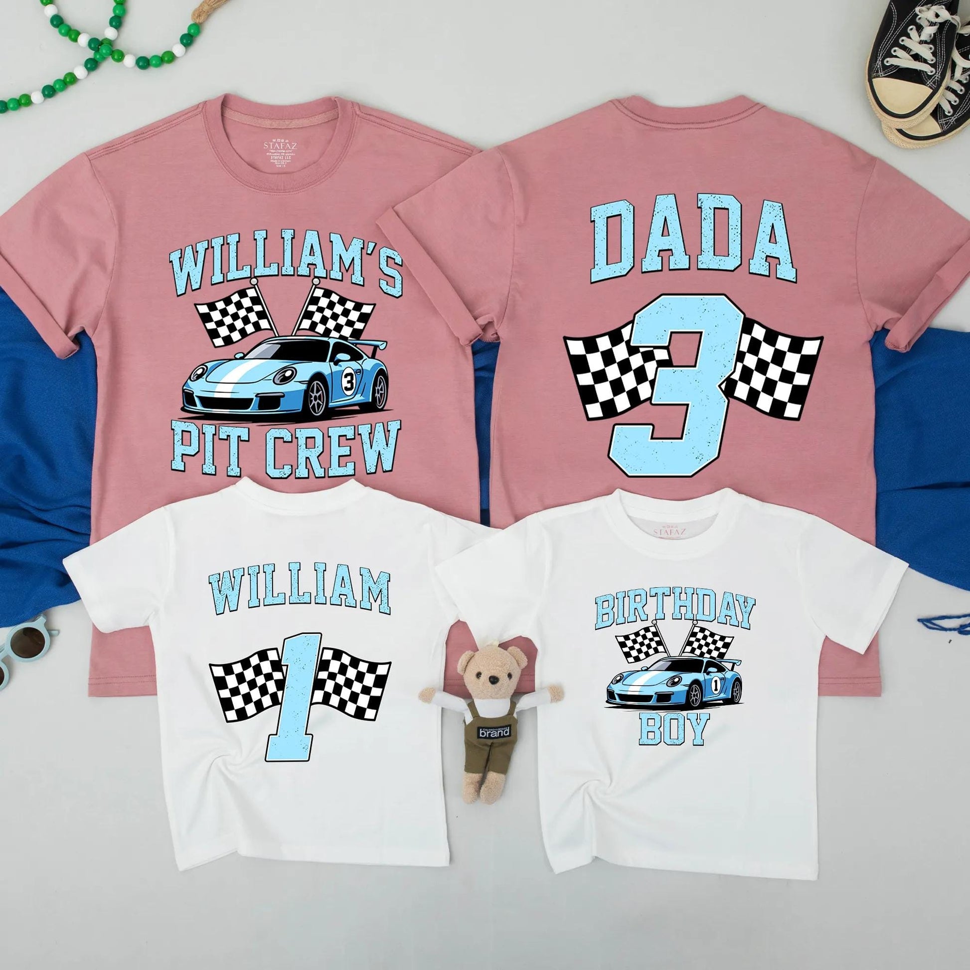 Two Fast Birthday Matching Family Shirts Race Car Party! Pit Crew Mom Dad Tees Fast One Birthday Boy Racing Team Apparel Tshirts Birthday Outfits