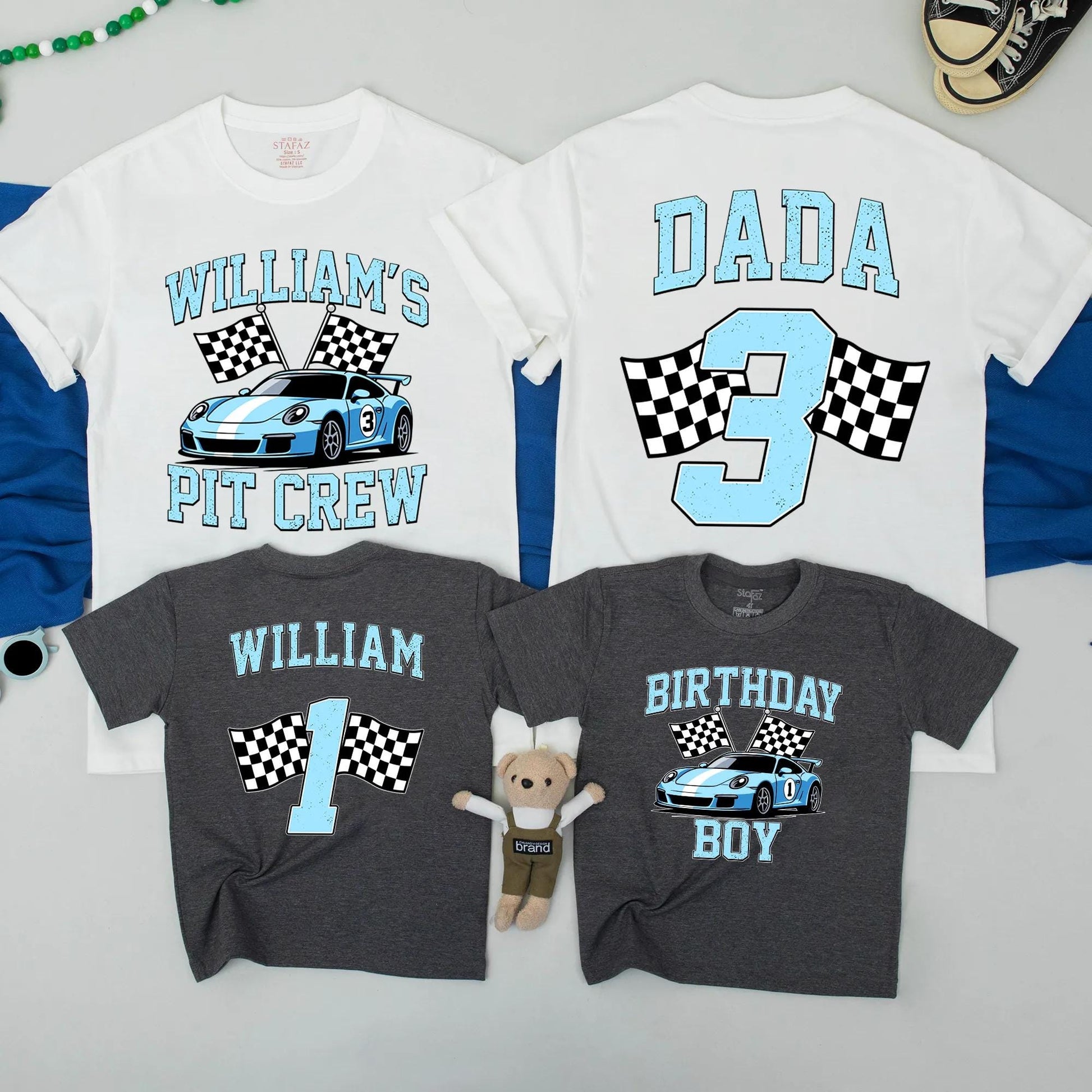 Two Fast Birthday Matching Family Shirts Race Car Party! Pit Crew Mom Dad Tees Fast One Birthday Boy Racing Team Apparel Tshirts Birthday Outfits