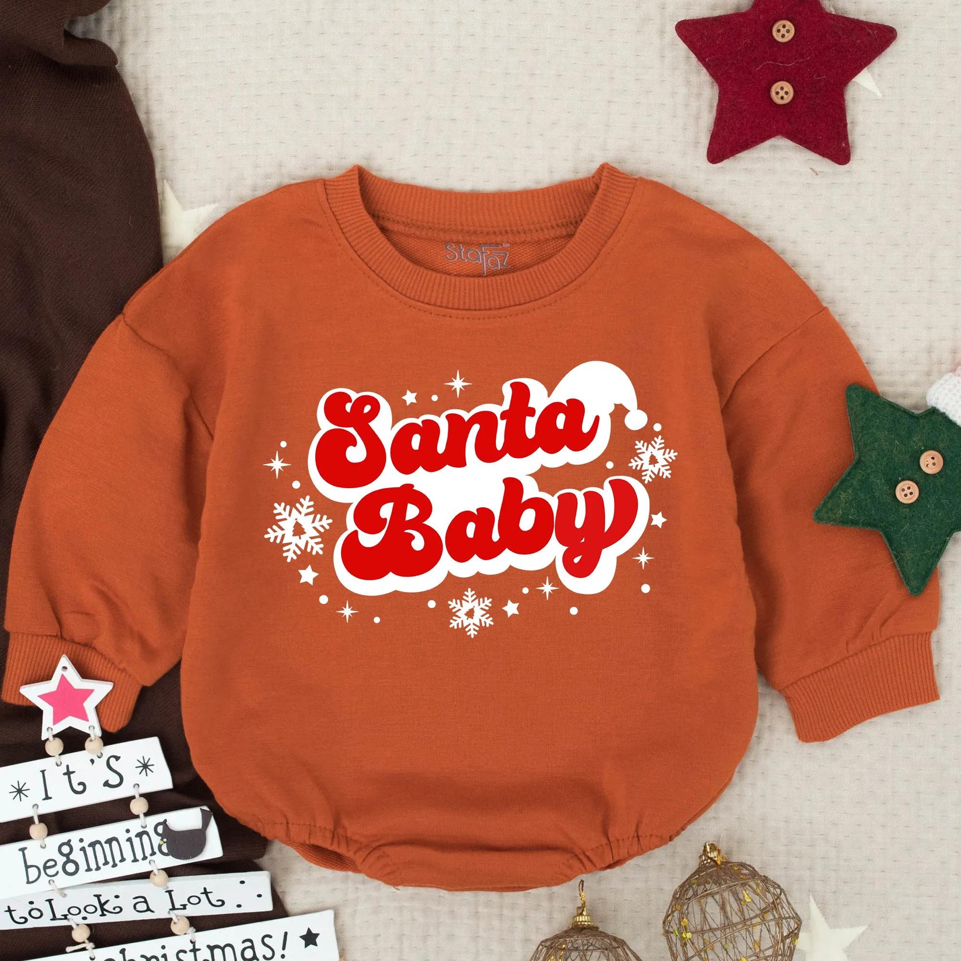 Santa Baby First Christmas Romper Infant Holiday Clothes Toddler Christmas Outfit Baby Shower Gift Cute Newborn Santa Romper Winter Clothes Gift 138