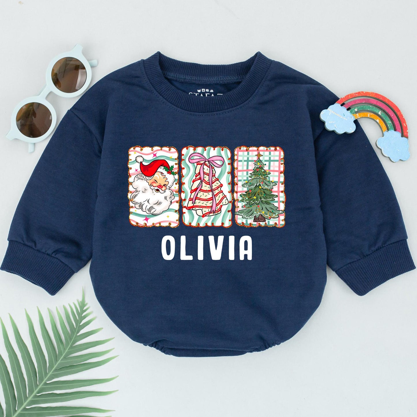 Personalized Retro First Christmas Bodysuit Custom Name Newborn Outfit Xmas Baby Clothes Soft Cotton Romper Baby Shower Gift Holiday Keepsake (138)