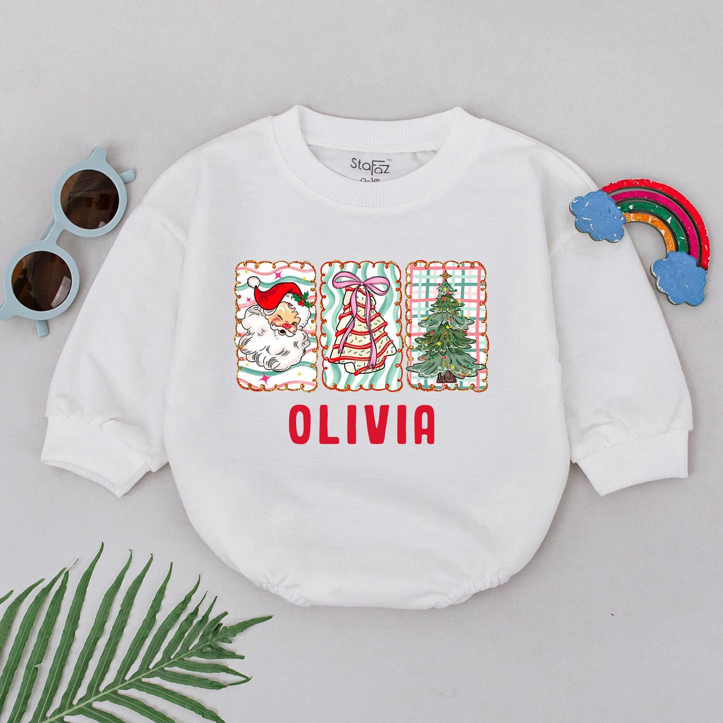 Personalized Retro First Christmas Bodysuit Custom Name Newborn Outfit Xmas Baby Clothes Soft Cotton Romper Baby Shower Gift Holiday Keepsake (138)