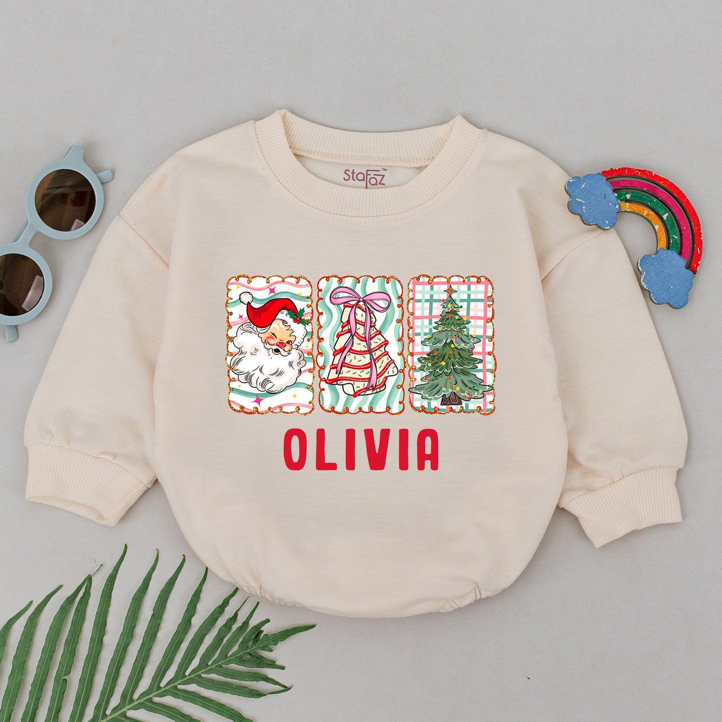 Personalized Retro First Christmas Bodysuit Custom Name Newborn Outfit Xmas Baby Clothes Soft Cotton Romper Baby Shower Gift Holiday Keepsake (138)