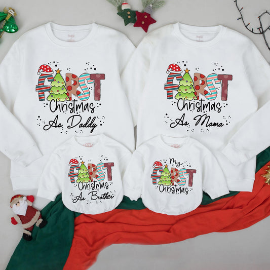 Matching Family FIRST Christmas Sweatshirt Cotton Holiday Outfit "My First Christmas" Daddy Mama Brother