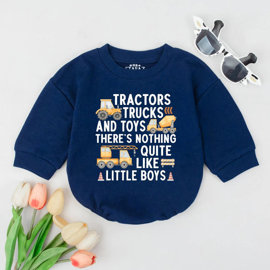 Construction Truck Bodysuit Baby Boy Clothes with Tractor Design, Tractors, Trucks & Toys Outfit, Construction Birthday Gift Infant Toddler