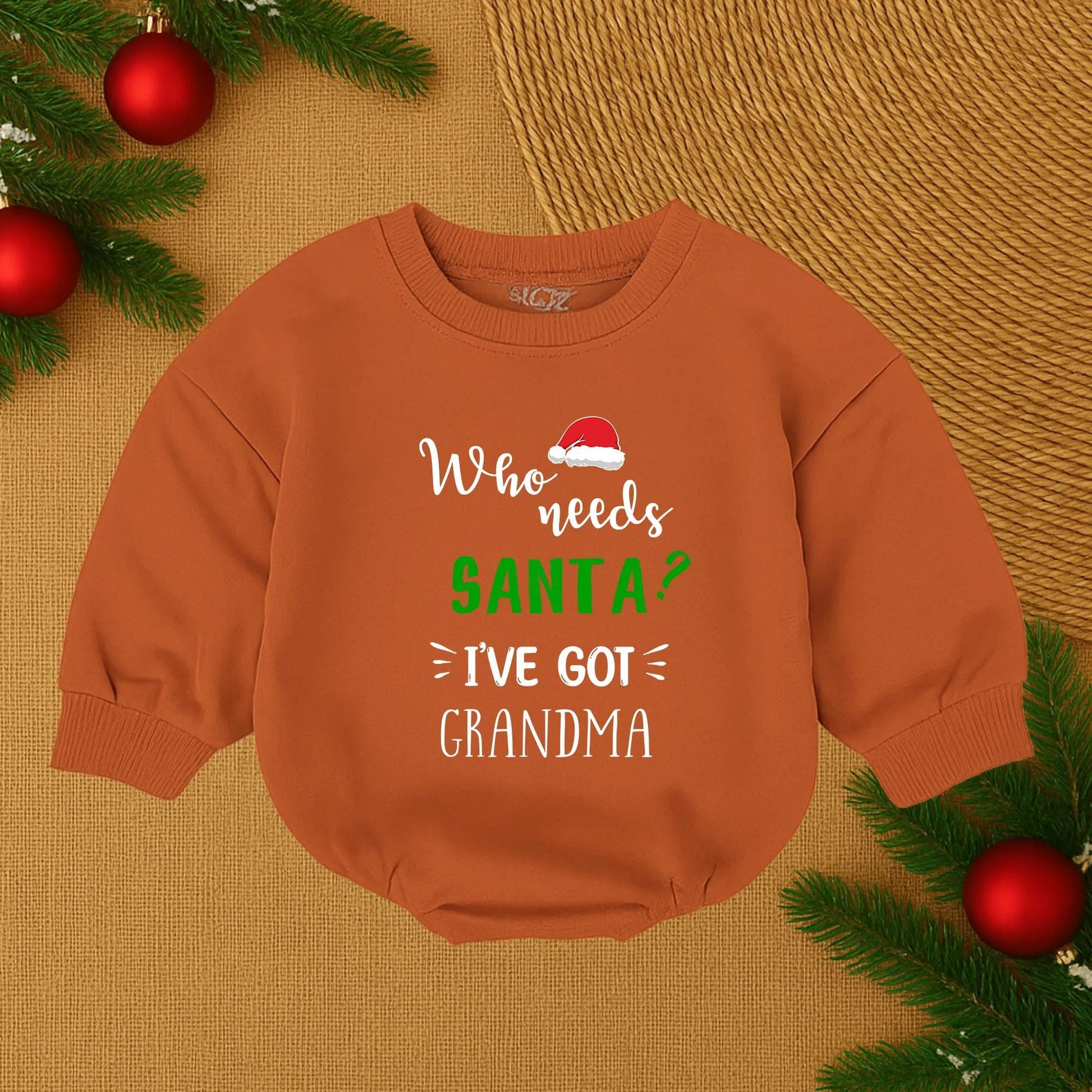 Who Needs Santa? I've Got Grandma Baby Romper Christmas Outfit Funny Red & Black Design Newborn Bodysuit Holiday Gift